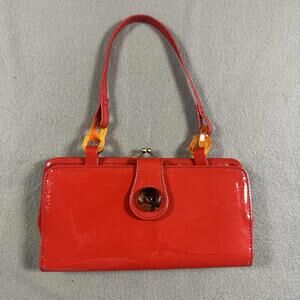 Shoulder Bag Red Mini Y2K Button Detail